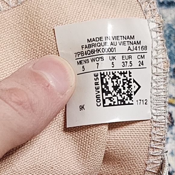 Converse High Top Chucks Silver Pink, Size 7 - Picture 7 of 8